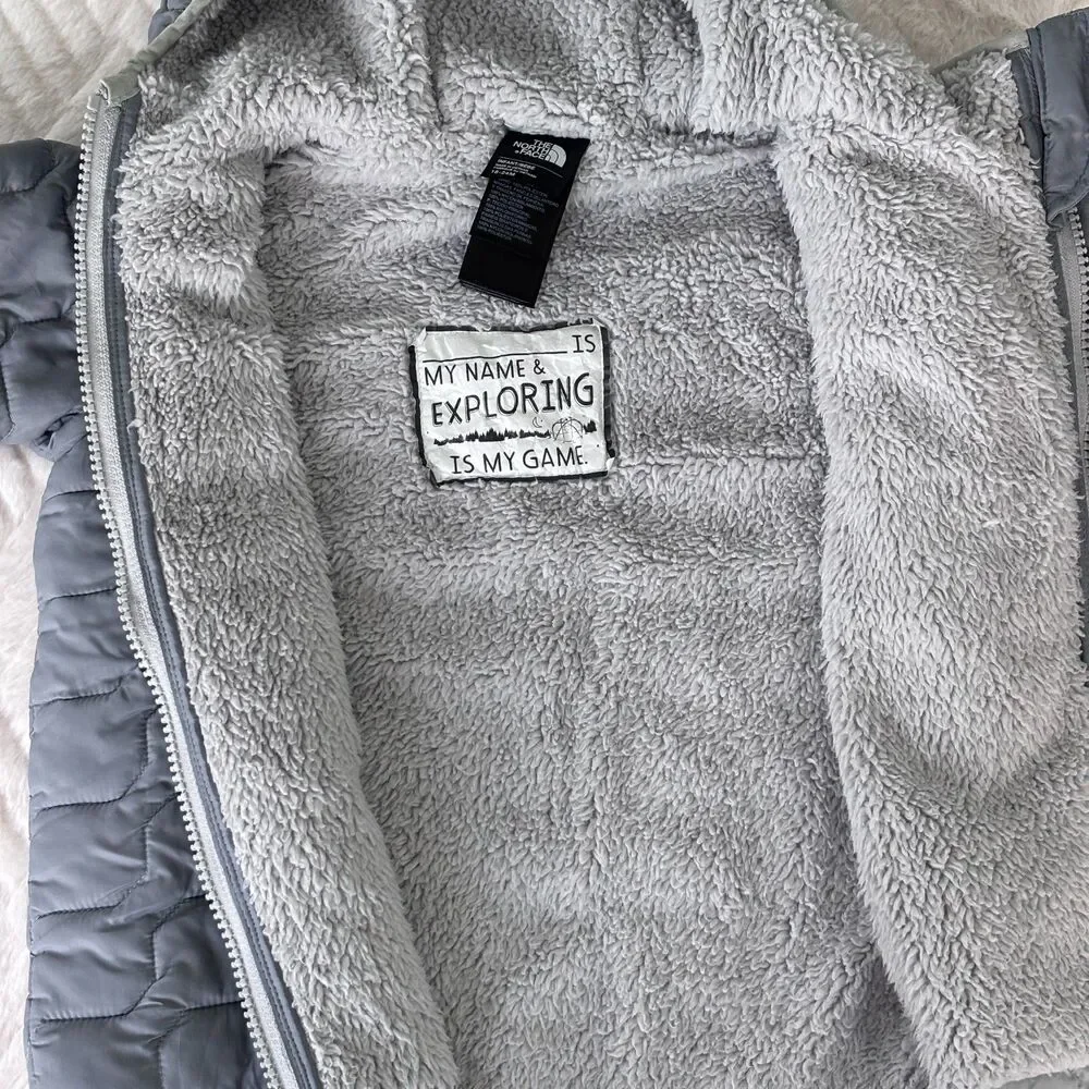 The North Face Baby 18-24M ThermoBall Gray Fleece Lined Hooded Bunting Snowsuit